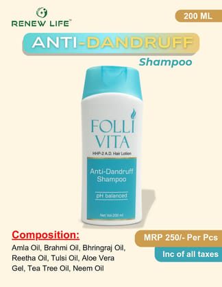 Renew Life Folli Vita Anti-Dandruff Shampoo (200ml) | Herbal Hair Care | Scalp Health