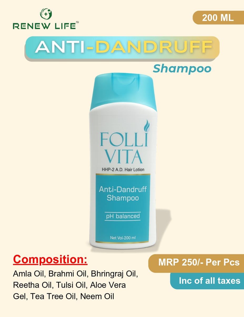 Renew Life Folli Vita Anti-Dandruff Shampoo (200ml) | Herbal Hair Care | Scalp Health