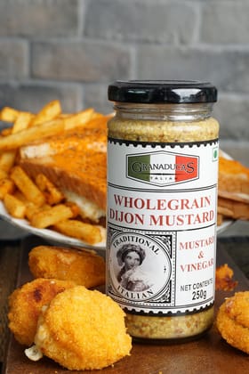 Granaducas Wholegrain Dijon Mustard (250g) | Traditional French Style | Robust Textured Condiment with Whole Seeds
