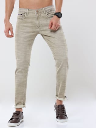 Men's Knitted Khaki Slim Fit Jeans | Rick Rogue-38