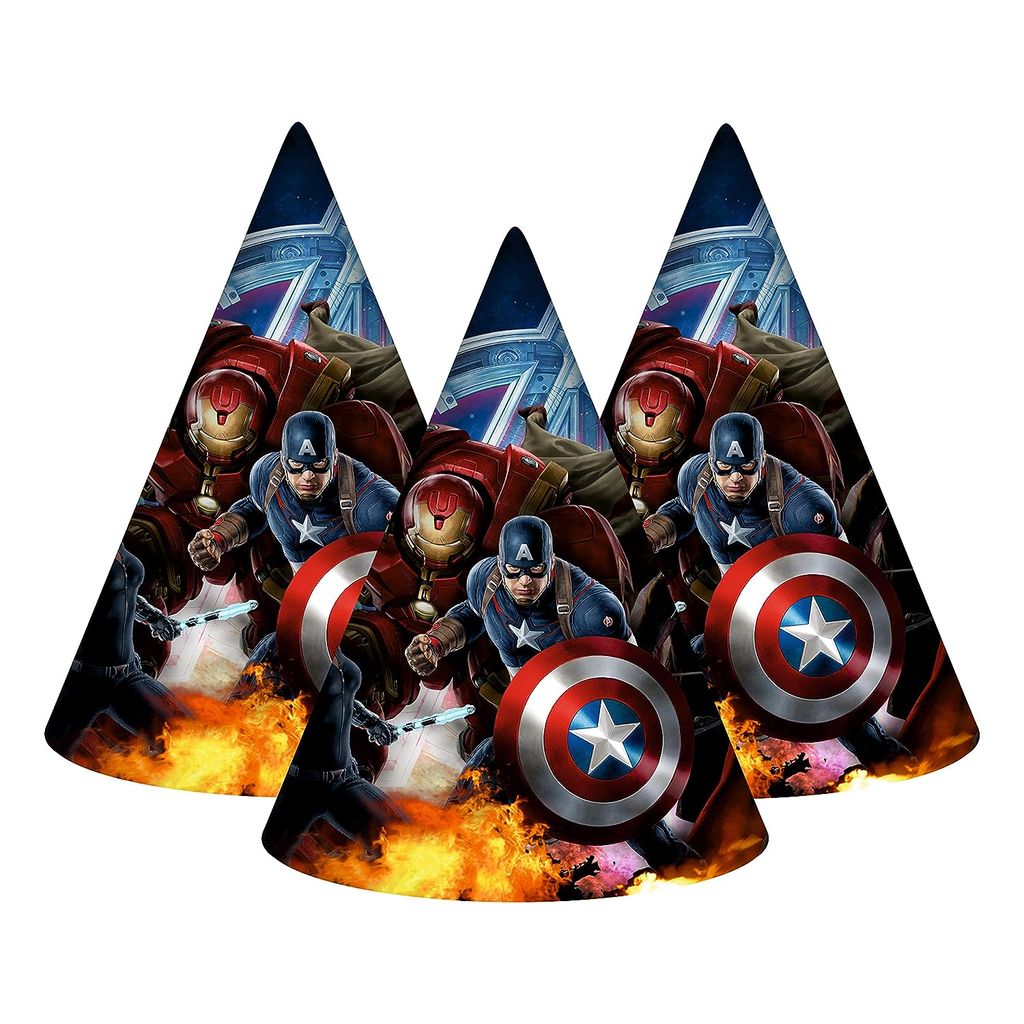 Avenger Theme Birthday Paper Caps/Hats - 8PC