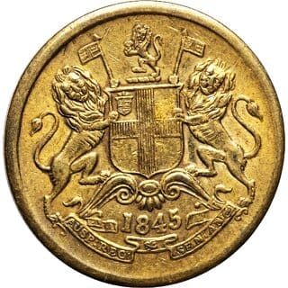 Half Anna 1845 East India Company old Gold-Plated Fantasy Coin Silver Variant