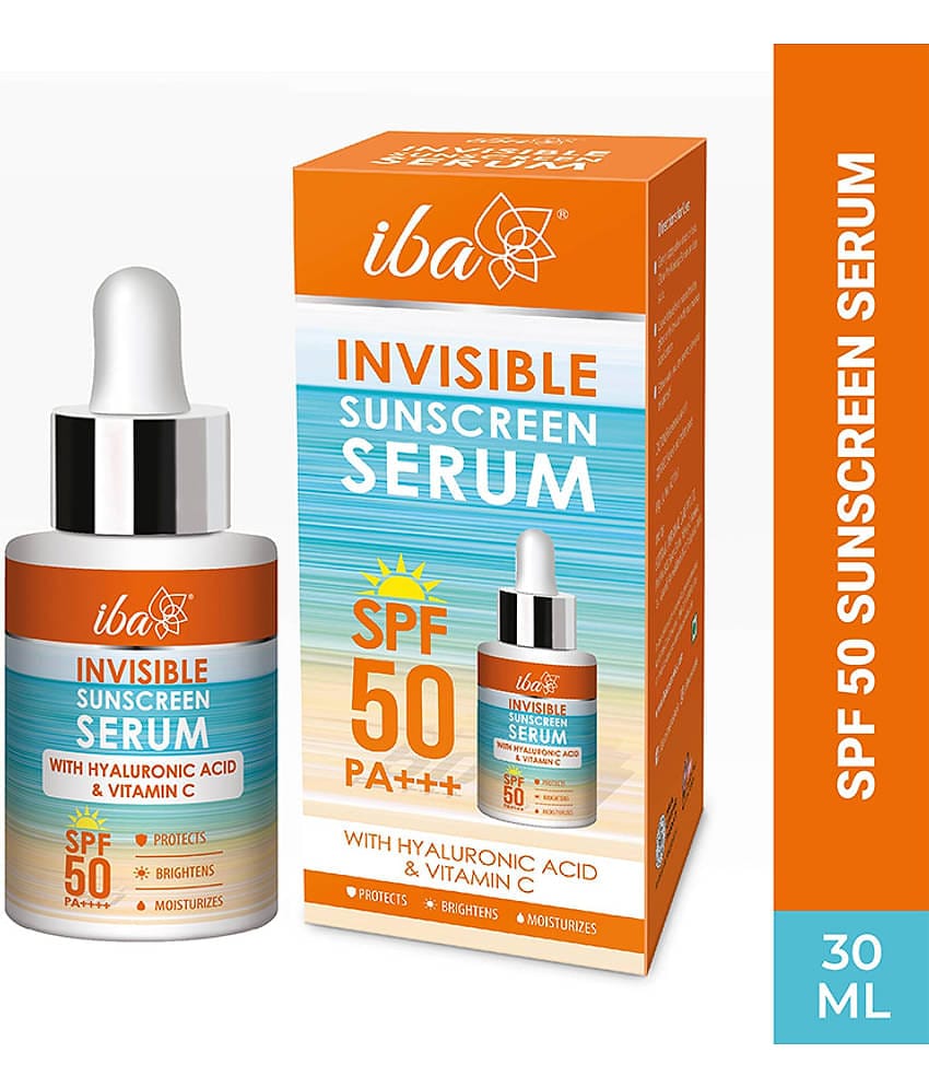 Iba Invisible Sunscreen Serum SPF 50 PA+++ with Hyaluronic Acid & Vitamin C, 30ml, (Pack of 1)