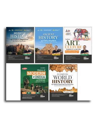 Combo (set of 5 Books) HISTORY - Ancient, Medieval, Modern India, Art & Culture & World for Civil Services Mains (GS & Optional) & Prelims | Powered with Infographics, Mindmaps, Pictures & Tables