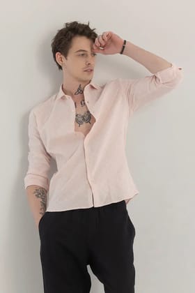 Pink Self Design Shirt-M
