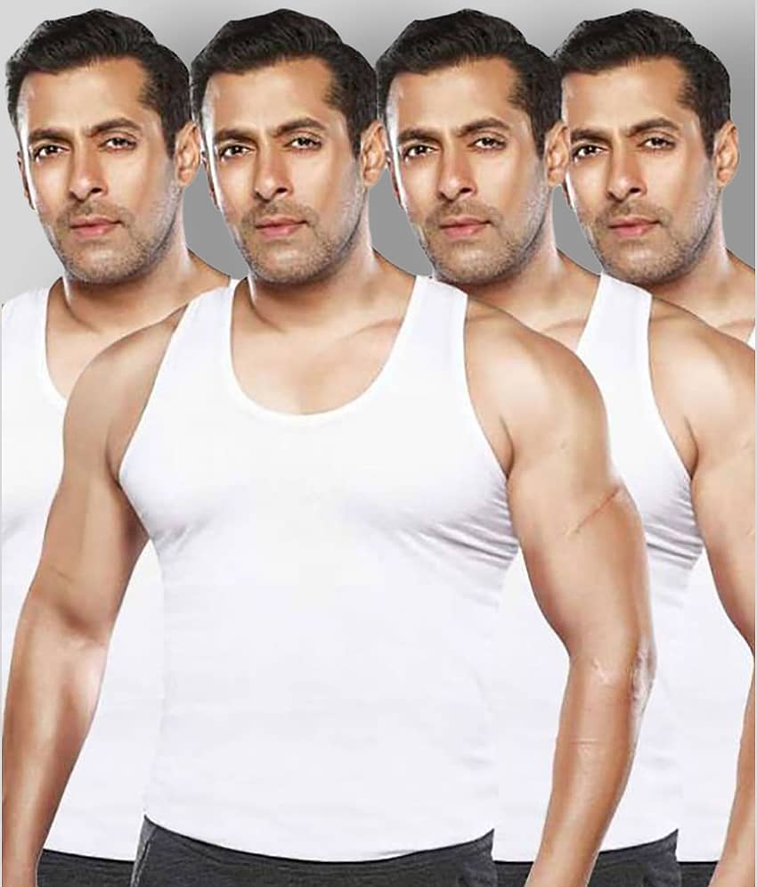 Dixcy - White Cotton Men's Vest ( Pack of 4 )