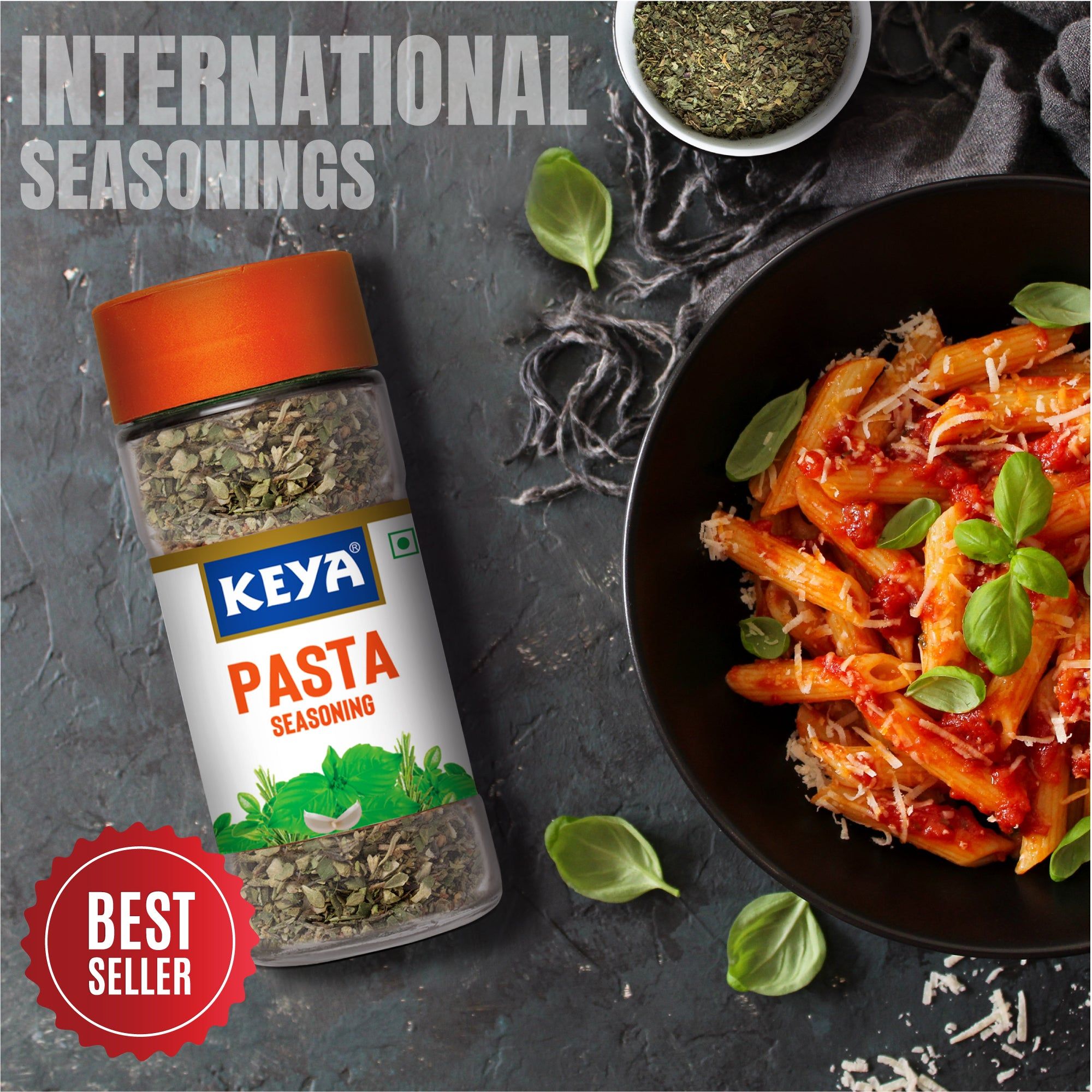 Keya Pasta Seasoning | All Natural & Healthy Spice Blend for Pizza, Pasta & More | Glass Bottle | Premium Herbs and Spices | Contains Freeze dried herbs| Export Quality | No Preservatives | The r
