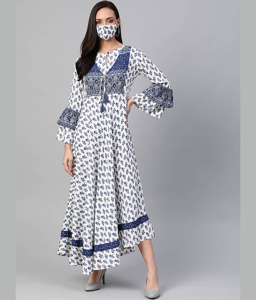 Yash Gallery Women Rayon Ethnic Dress ( White )