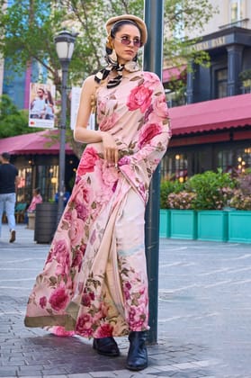 Multicolor Printed Crepe Silk Saree