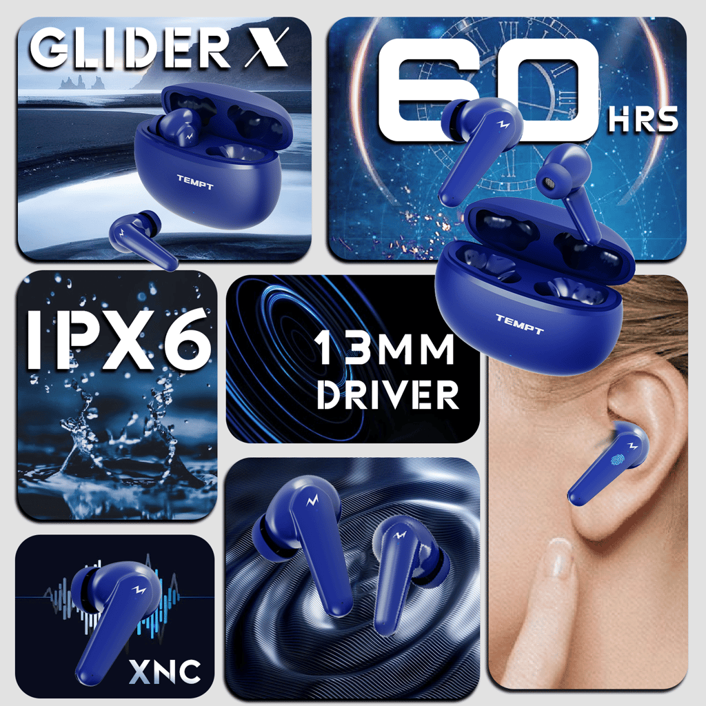 Glider X Earbuds - Black Blue