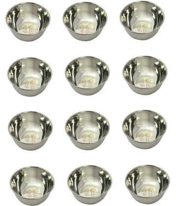LEROYAL 12 Pcs Stainless Steel Cereal Bowl 200 mL