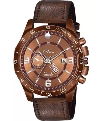 PIRASO Brown Leather Analog Men's Watch