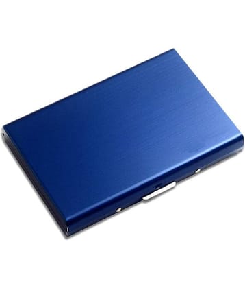 STYLE SHOES 6 Slots Steel RFID Blocking Metal Credit Card Holder Wallet for Men & Boys (9.5cm x 6.7cm x 1.5cm ,Blue)
