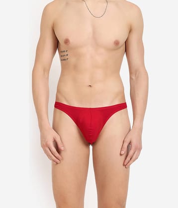 La Intimo Pack of 1 Cotton Blend Thongs For Men's ( Red )