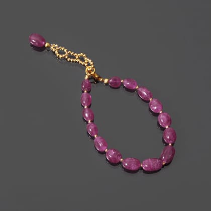Stunning Hematite and Ruby Oval Gemstone Bracelet – Elegant & Versatile-6 inch