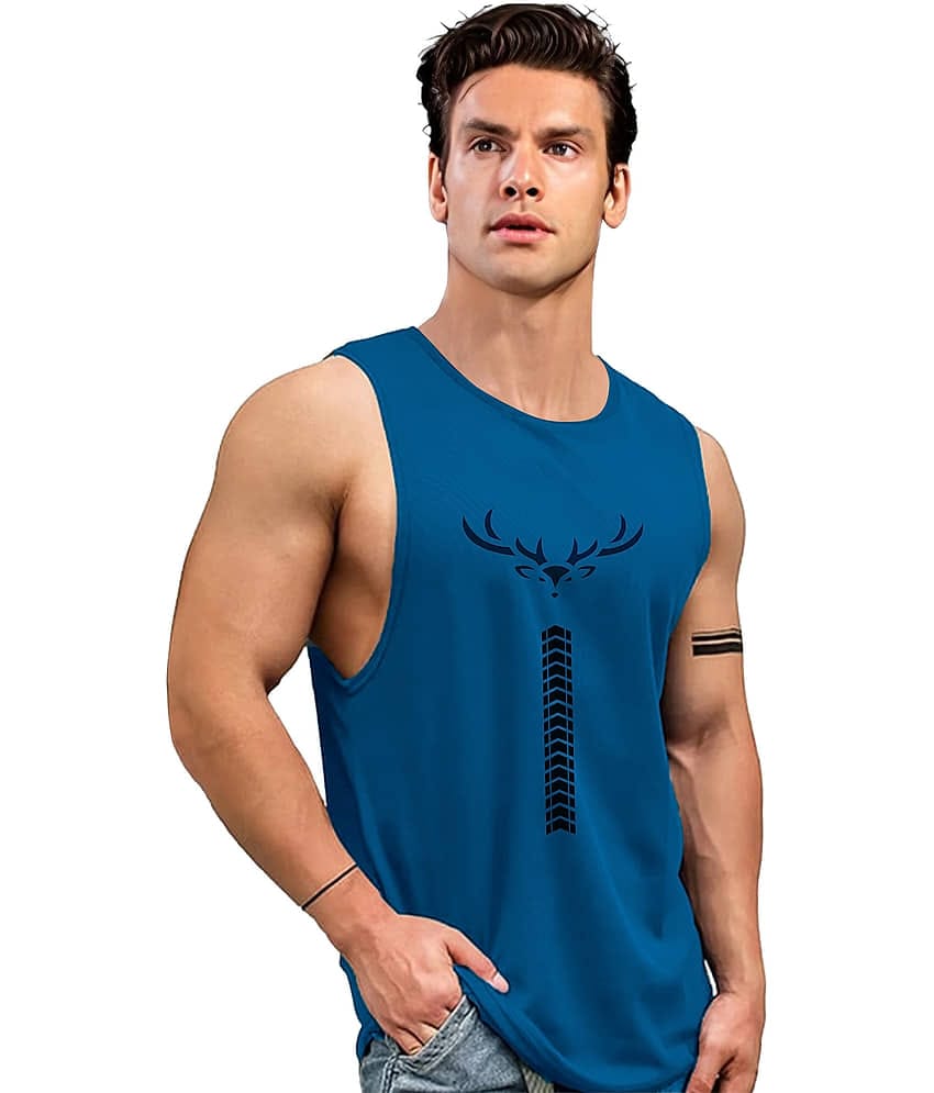 AOOSH Pack of 1 Polyester Gym Vest For Men ( Teal )