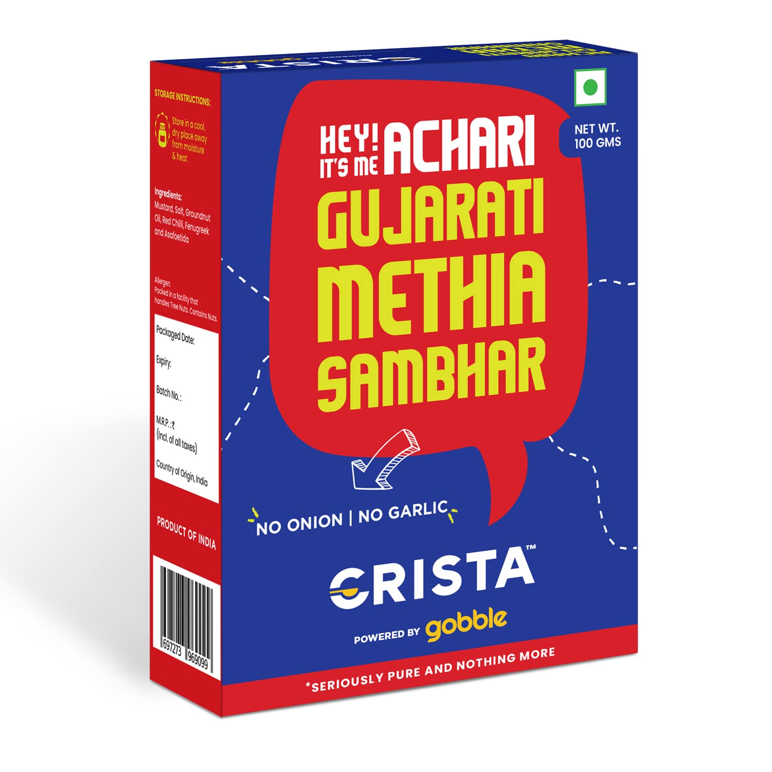 CRISTA Achari Gujarati Methia Sambhar, 100 gm