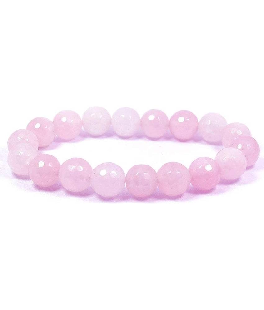 Rose Quartz Diamond Cut Round Bead 8 mm Crystal/Stone Bracelet for Unisex