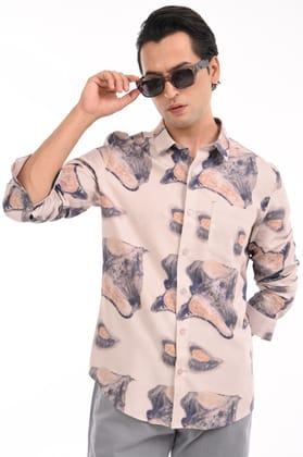 Off White AOP Digital Printed Casual Shirt-M