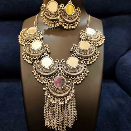 Silver Plated Premium Ghungroo Necklace Set