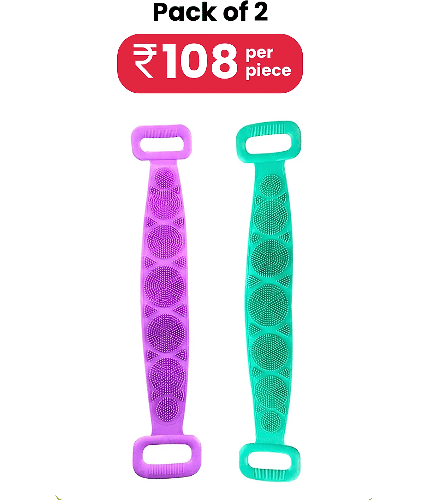 KRISHTAL TRADING BATH BRUSH Short Handle Back Scrubber Pack of 2