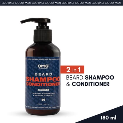 OMG Beard Shampoo & Conditioner 180ml and OMG Beard Wax 100gm Combo | Promotes Hair Growth, Gives Shine, Reduces Dandruff | Contains Natural Oils & Vitamin C | Beard Styling for Strong Hold