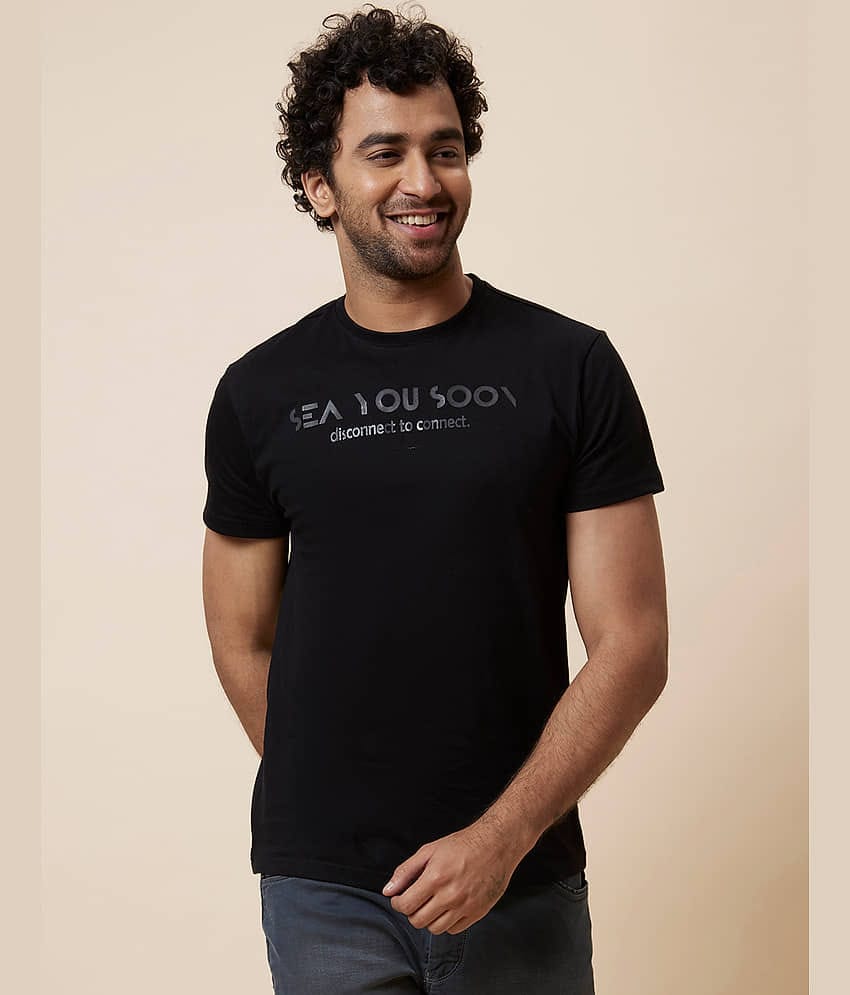 Globus - Black Cotton Regular Fit Men's T-Shirt ( Pack of 1 )