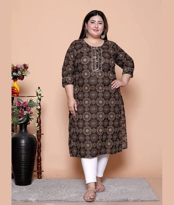 Avnii Women Cotton Printed Straight Kurti ( Black )