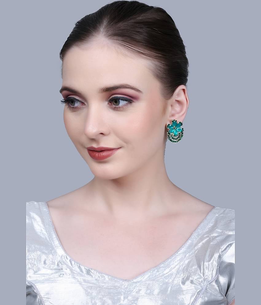Sunhari Jewels Green Hoops Earrings ( Pack of 1 )