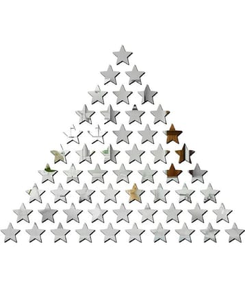 Asmi Collection Beautiful Self Adhesive Acrylic Mirror 50 Stars Wall Sticker ( 5 x 5 cms )