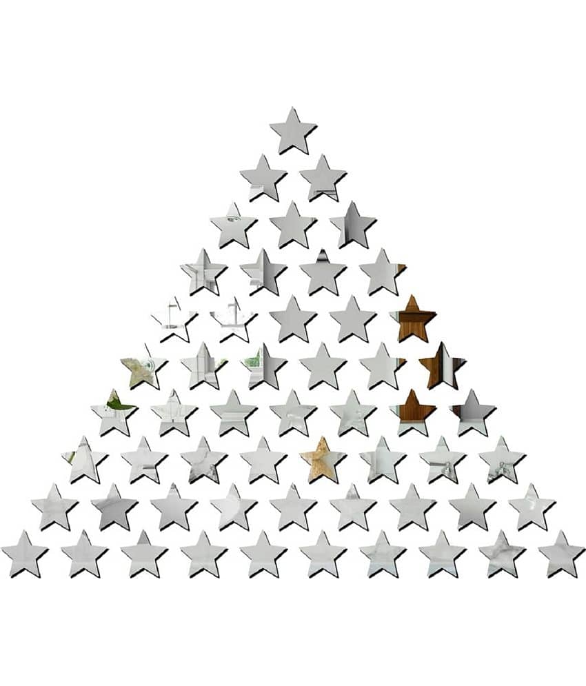 Asmi Collection Beautiful Self Adhesive Acrylic Mirror 50 Stars Wall Sticker ( 5 x 5 cms )