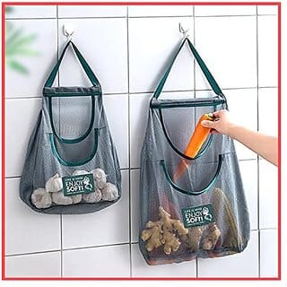 1 Pc Reusable Double Layer Pockets Mesh Bag for Fruits and Vegetables Storage Bags for Fridge/Refrigerator Bags/Pouches for Accessories (30 x 40 cm)