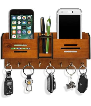 Banistrokes Brown Wood Key Holder - Pack of 1