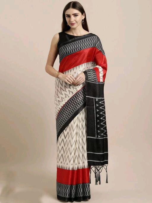 TheHangr Multicolour Khadi Silk Saree & With Jhalar Blouse Piece
