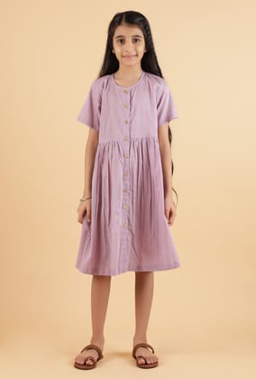 Light Purple Mulmul Dress-9-10Y