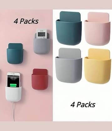Wall Mount Remote Control Holder, Phone Charging Storage Box (Set of 4)