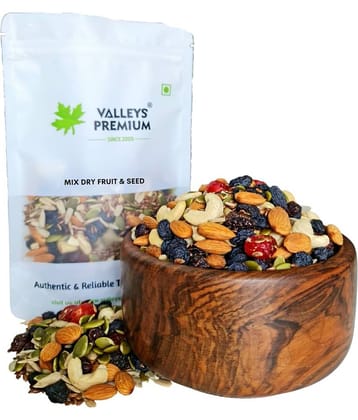 Valleys Premium Healthy Trail  Mix Dry fruits Nuts Seeds & Berries 400 Grams (Cashews, Almonds, Black Raisins, Cherries, Flaxseeds, Sunflower Seeds And Pumpkin Seeds