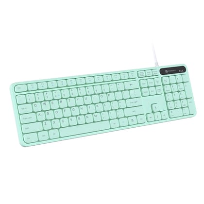 Portronics Ki Pad 3, Multimedia Hotkeys, Full-size Layout, Large Keycaps, 1.5m USB Cable (Green)