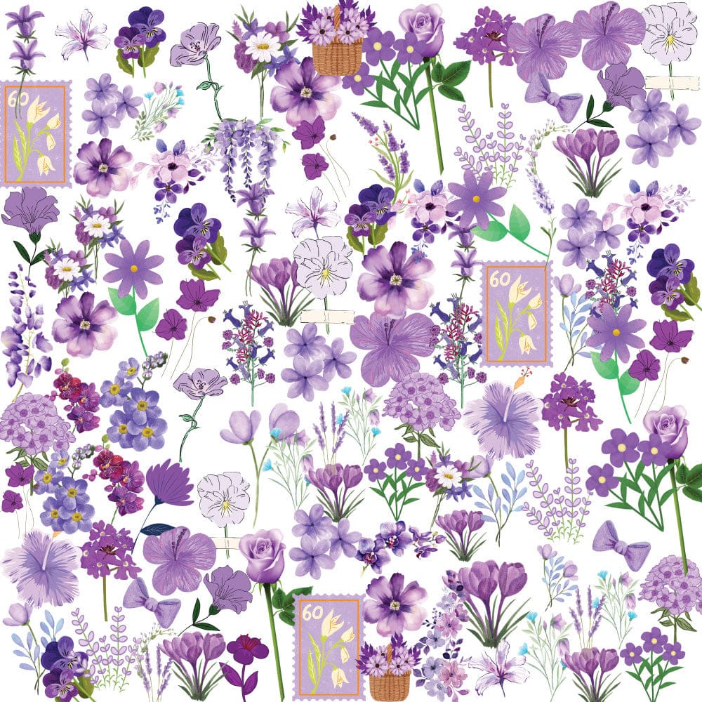 Purple Sticker Bundle – 46 Waterproof Aesthetic Stickers for Phone Cases, Clear Covers, Journals, Scrapbooks & More