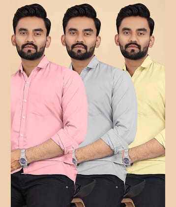 ALY JOHN Cotton Regular Fit Full Sleeves Men's Formal Shirt - Multicolor 10 ( Pack of 3 )