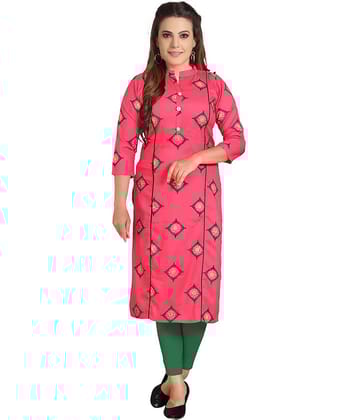 HAYA - Pink Rayon Women's Straight Kurti ( Pack of 1 )