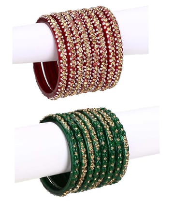 AFAST Combo Party & Festivle Designer & Colorful Figures Fancy Matching Glass Bangle Cum Kada Set Of Eight Each With Safety Box - None