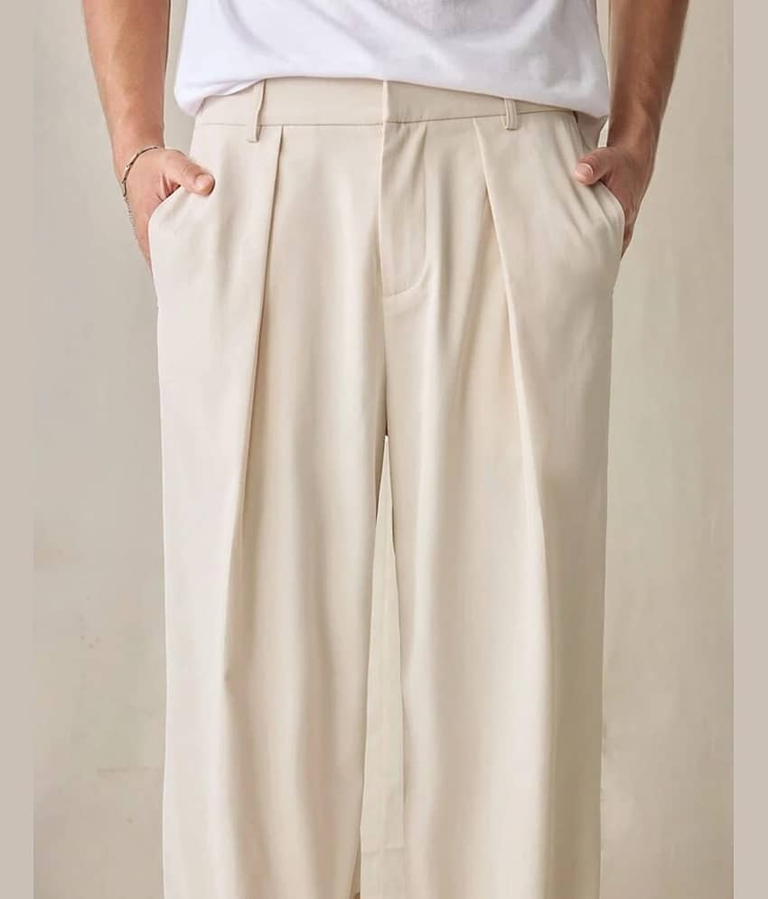 Broadstar Regular Pleated Men's Formal Trouser - Beige ( Pack of 1 )