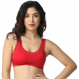 Women Cami Bra Lightly Padded Bra(Red)