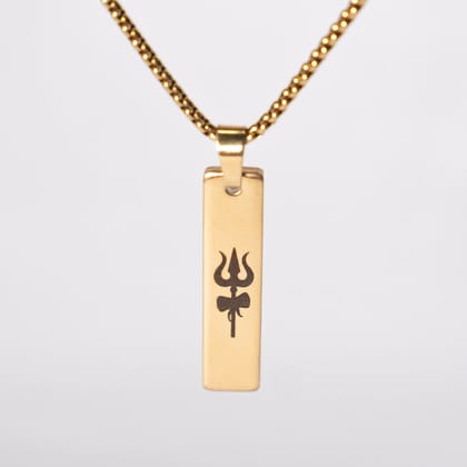 Trishul Tag Necklace of Lord Shiva-22k Gold Plated