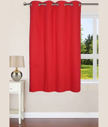 N2C Home Solid Semi-Transparent Eyelet Curtain 5 ft ( Pack of 1 ) - Red