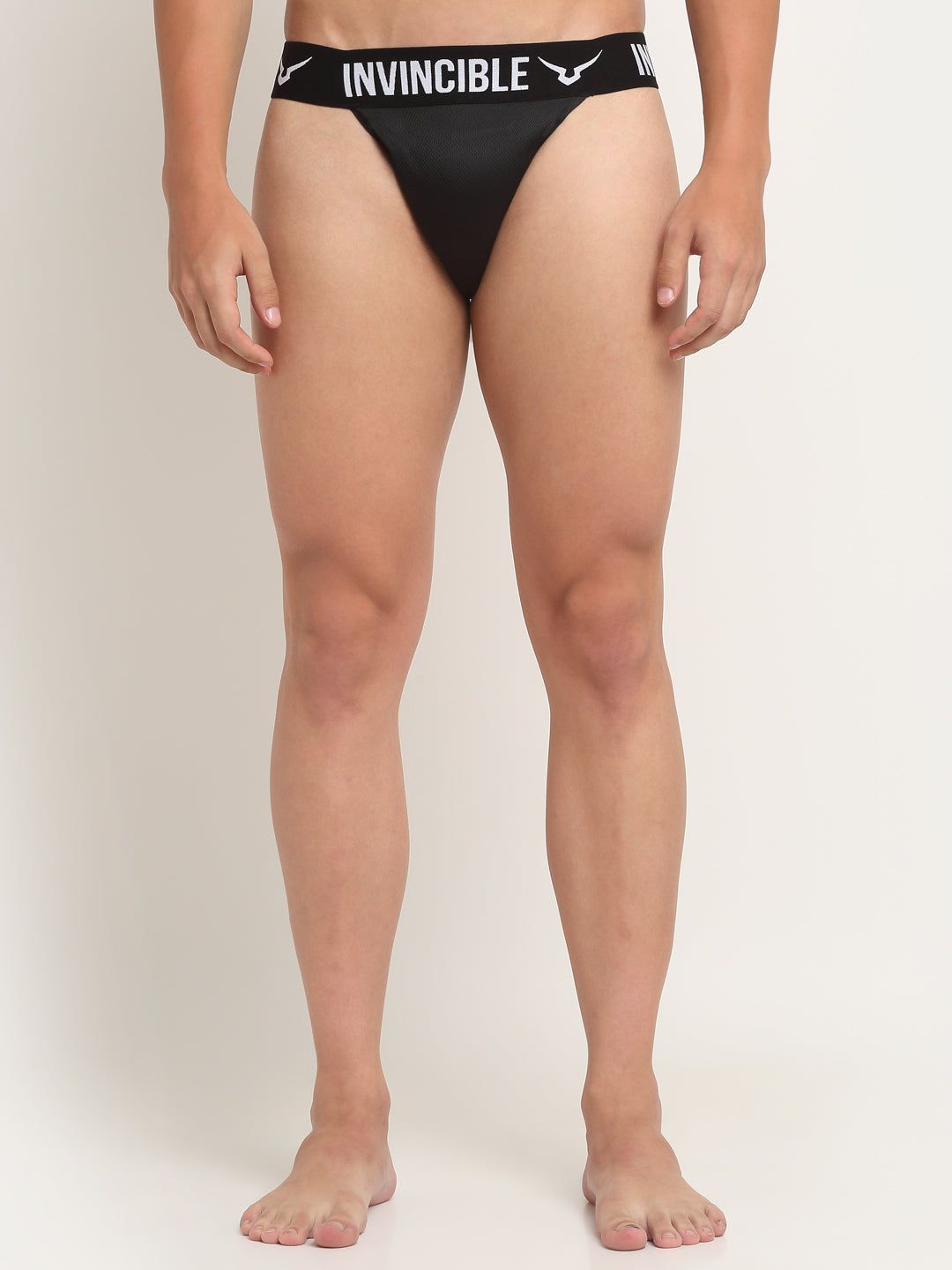 Invincible Men's Premium Covered Back Supporter/Jockstrap-Black / S