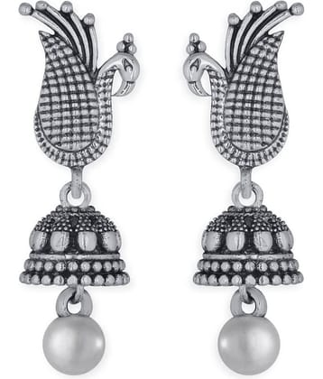 Spargz Ethnic Peacock Jhumki Silver Oxidized Plated Alloy Earring For Women