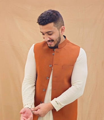 Handmade Nehru Jacket for Men to Match Your Style - Orange