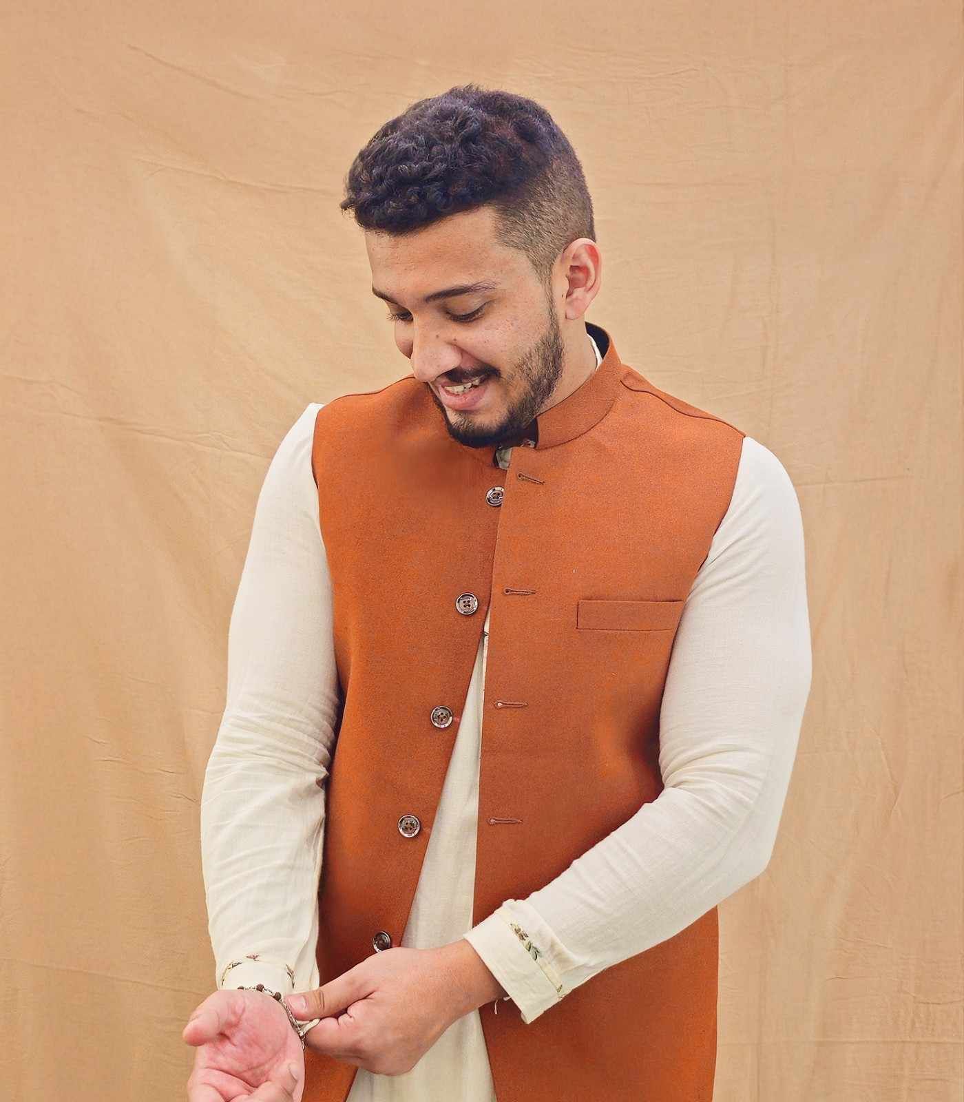 Handmade Nehru Jacket for Men to Match Your Style - Orange